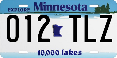 MN license plate 012TLZ