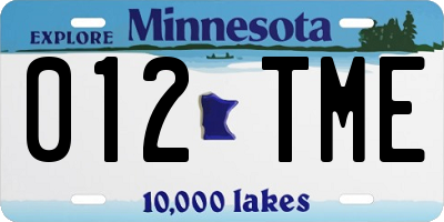 MN license plate 012TME