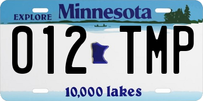 MN license plate 012TMP