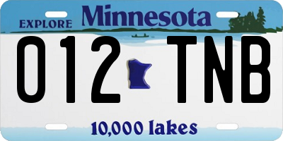 MN license plate 012TNB