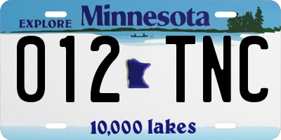 MN license plate 012TNC