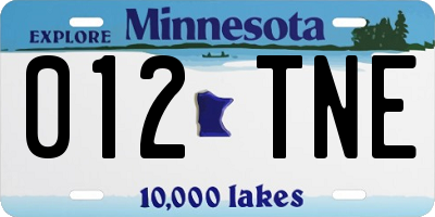 MN license plate 012TNE