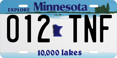 MN license plate 012TNF