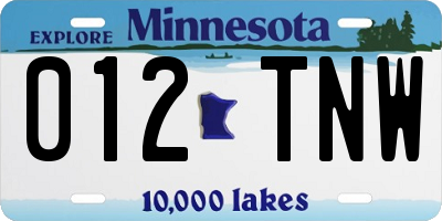 MN license plate 012TNW