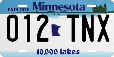 MN license plate 012TNX