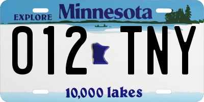 MN license plate 012TNY