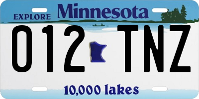 MN license plate 012TNZ