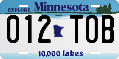 MN license plate 012TOB