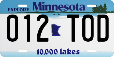 MN license plate 012TOD