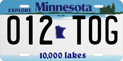 MN license plate 012TOG