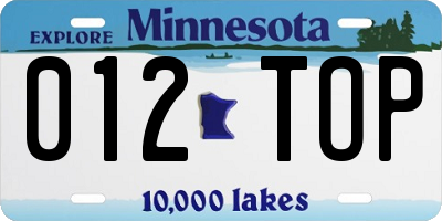 MN license plate 012TOP