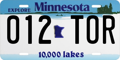 MN license plate 012TOR