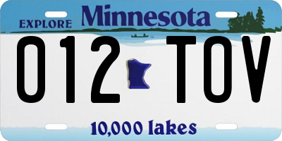 MN license plate 012TOV