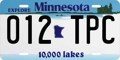 MN license plate 012TPC