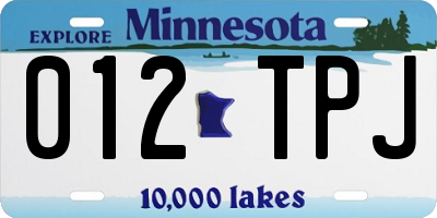 MN license plate 012TPJ