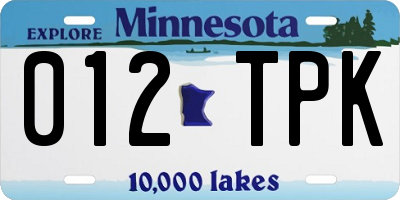 MN license plate 012TPK