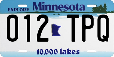 MN license plate 012TPQ