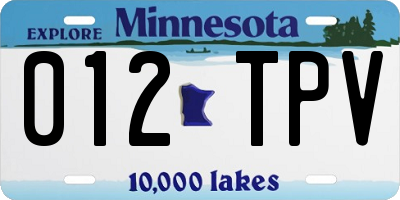MN license plate 012TPV