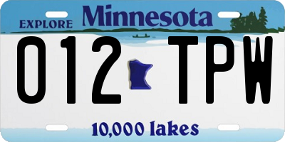 MN license plate 012TPW