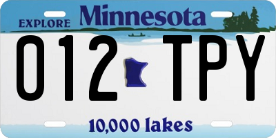 MN license plate 012TPY