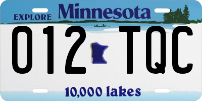 MN license plate 012TQC