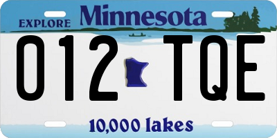 MN license plate 012TQE