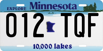 MN license plate 012TQF