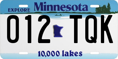 MN license plate 012TQK