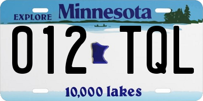 MN license plate 012TQL