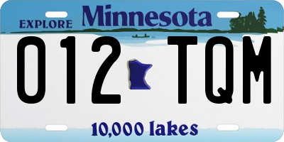 MN license plate 012TQM