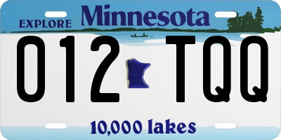 MN license plate 012TQQ