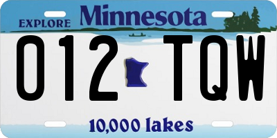 MN license plate 012TQW
