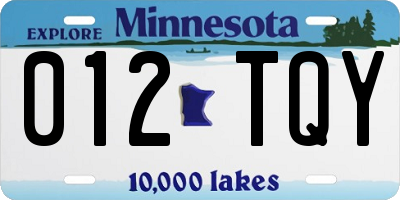 MN license plate 012TQY