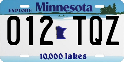 MN license plate 012TQZ
