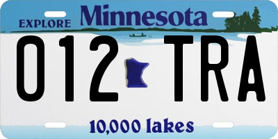MN license plate 012TRA