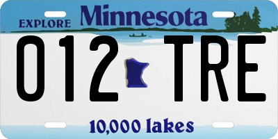 MN license plate 012TRE