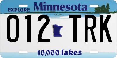 MN license plate 012TRK
