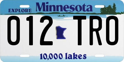 MN license plate 012TRO