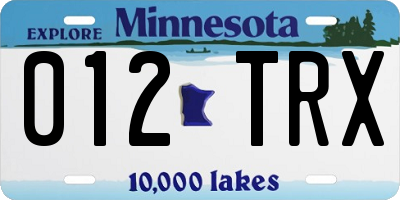 MN license plate 012TRX
