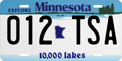 MN license plate 012TSA