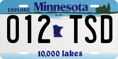 MN license plate 012TSD