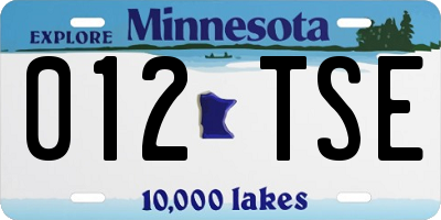 MN license plate 012TSE