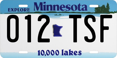 MN license plate 012TSF