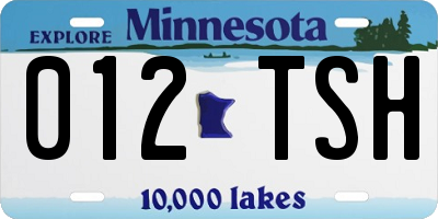 MN license plate 012TSH