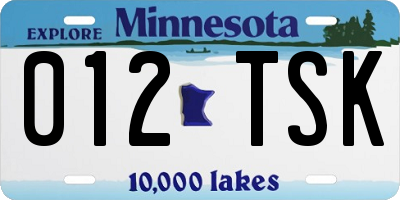 MN license plate 012TSK