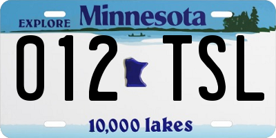 MN license plate 012TSL