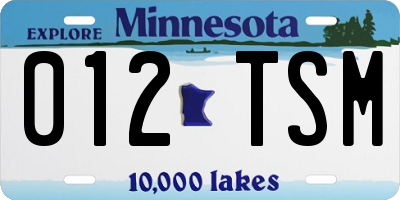 MN license plate 012TSM
