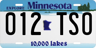 MN license plate 012TSO