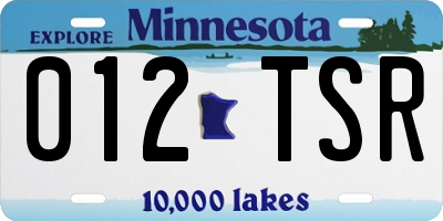 MN license plate 012TSR