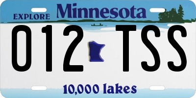 MN license plate 012TSS
